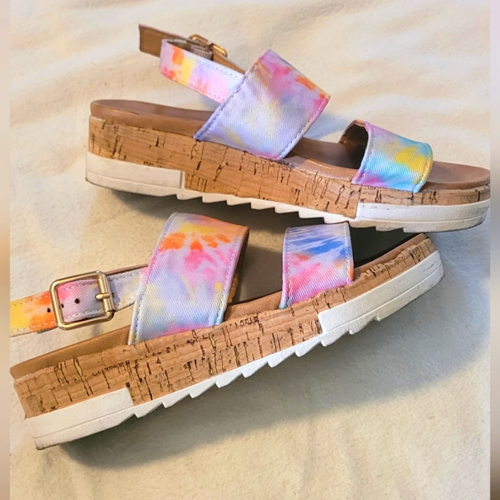 Girls Tie Die Cork Sandals